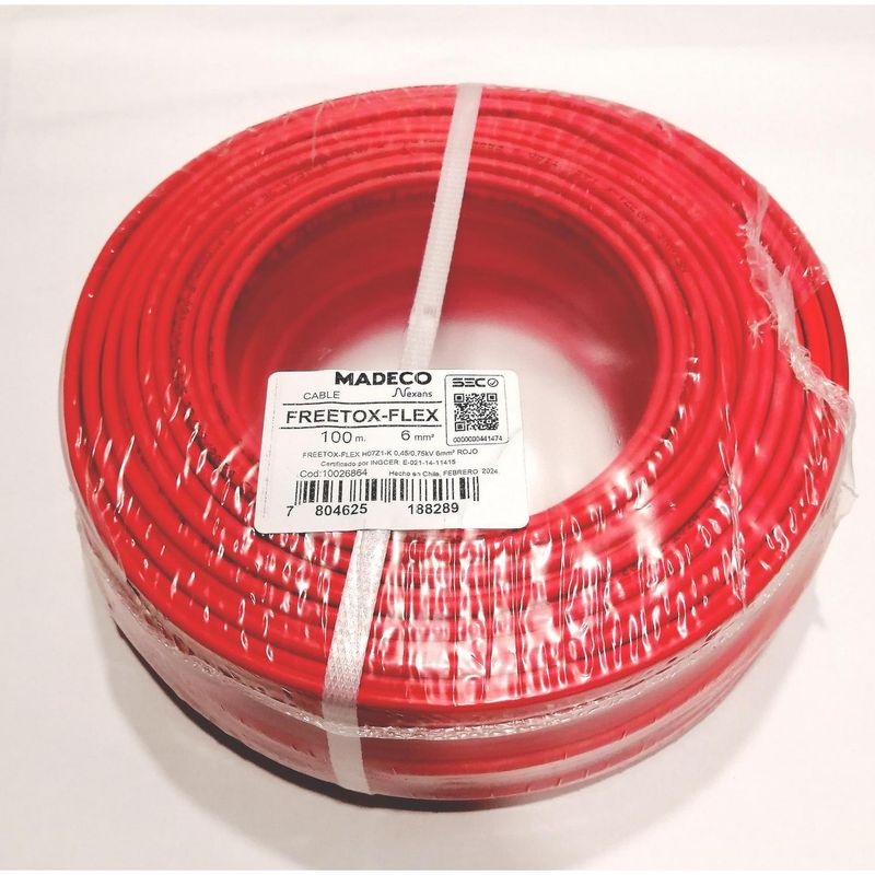 MADECO - Cable Libre de Halógenos H07Z1-K 1x6 mm2 100 metro(s) Rojo