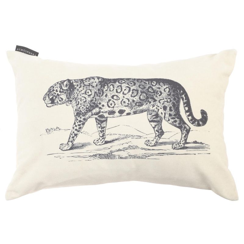 ATMOSPHERA HOME - Cojín Decorativo Tigre 50x30 cm Crudo y Negro