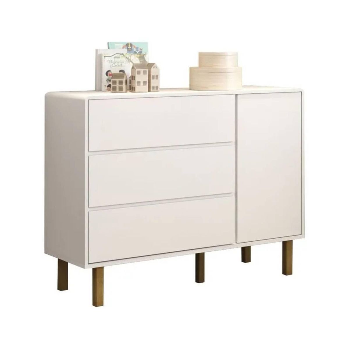 BE DESIGN - Cómoda 1 Puerta 3 Cajón(es) Olivia 120x94.3x45 cm Blanco