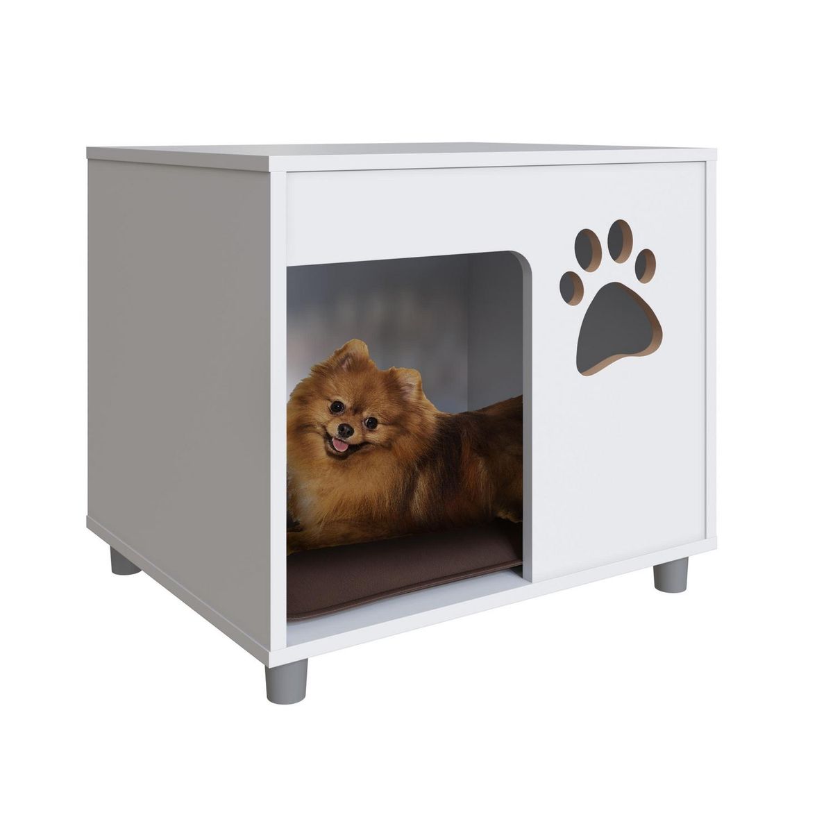 BE DESIGN - Velador Pet con Cojín para Perro 53x54x36 cm Blanco