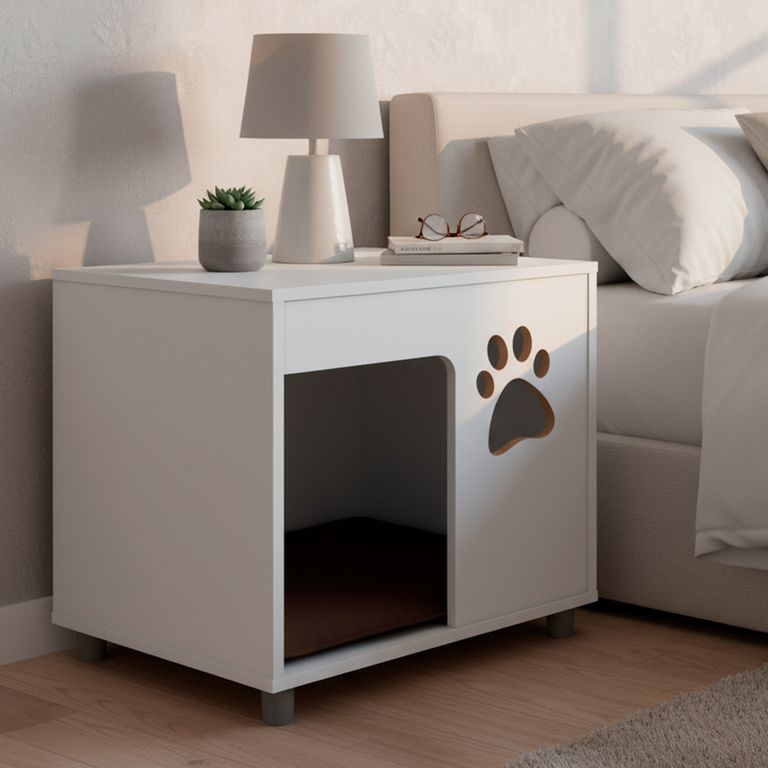 Velador Pet con Cojín para Perro 53x54x36 cm Blanco