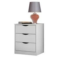 BE DESIGN - Velador 3 Cajón(es) Pisa 44.5x56.3x35.8 cm Blanco