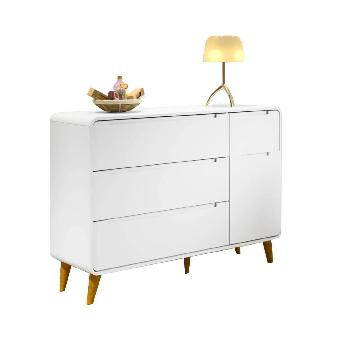 BE DESIGN - Cómoda 1 Puerta 4 Cajón(es) Agatha 120x92x45 cm Blanco