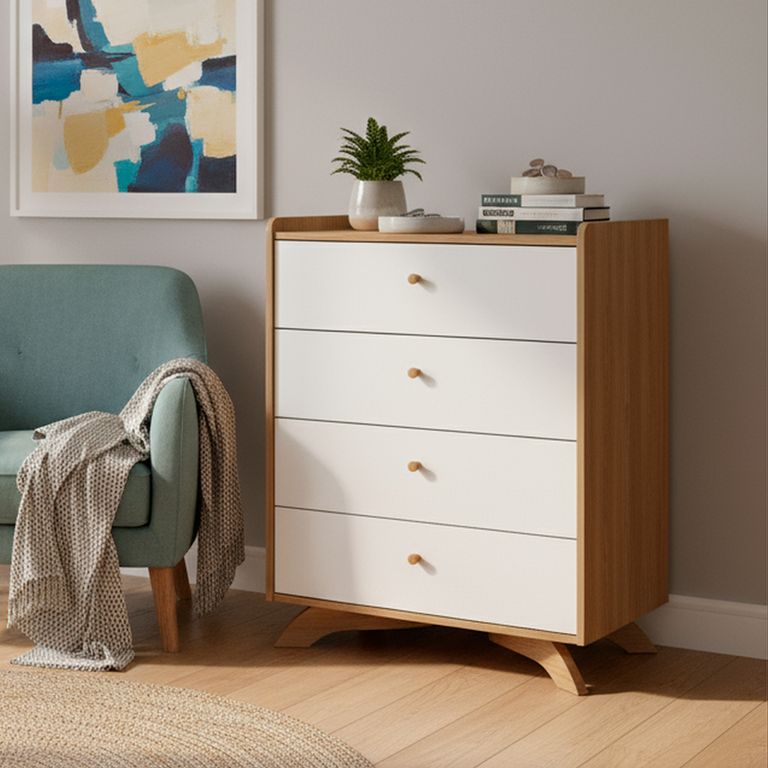 BE DESIGN Cómoda 4 Cajón(es) Affet 71x91x45 cm Blanco miel