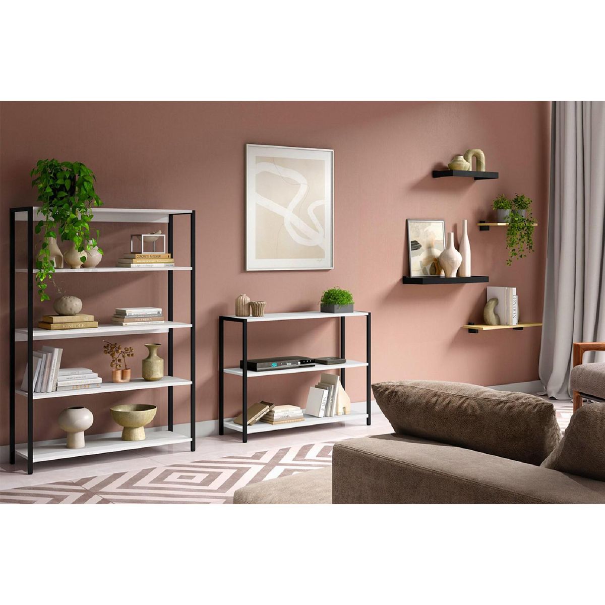 BE DESIGN - Estante New York MDP 3 Nivel(es) 94x72x30 cm Blanco/Negro