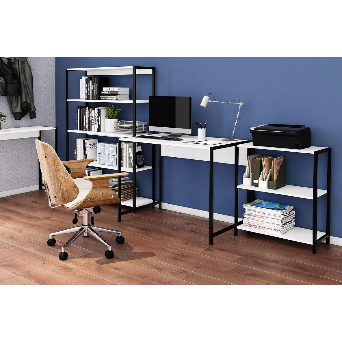 BE DESIGN - Estante New York MDP 3 Nivel(es) 64x72x30 cm Blanco/Negro