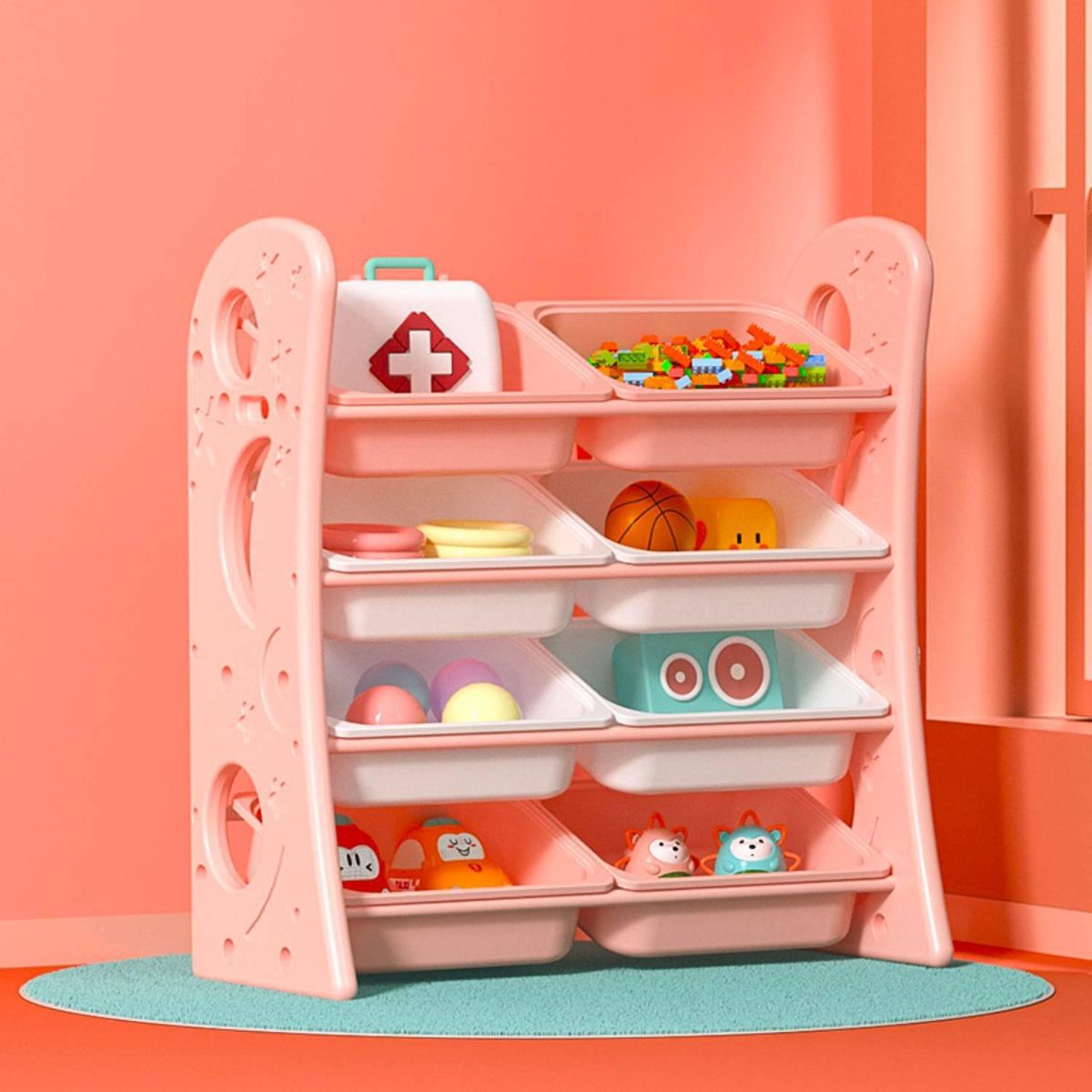 BE DESIGN - Estante Sunny Polipropileno 4 Nivel(es) 92x100x38 cm Rosado