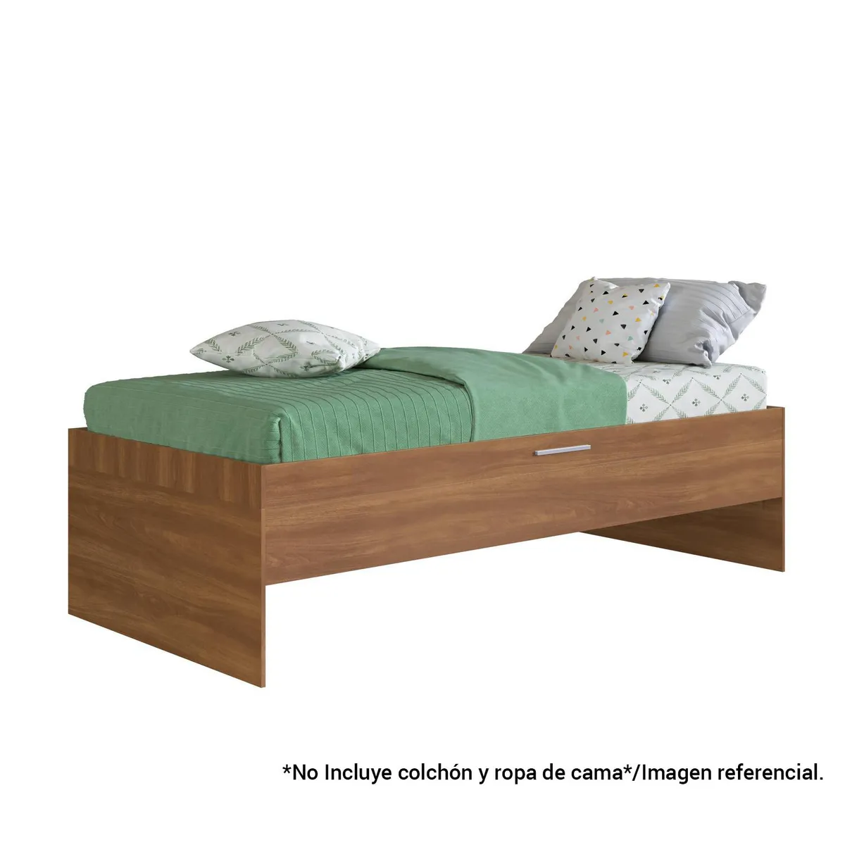 BE DESIGN - Cama 1 plaza de Estructura Baúl Nogal