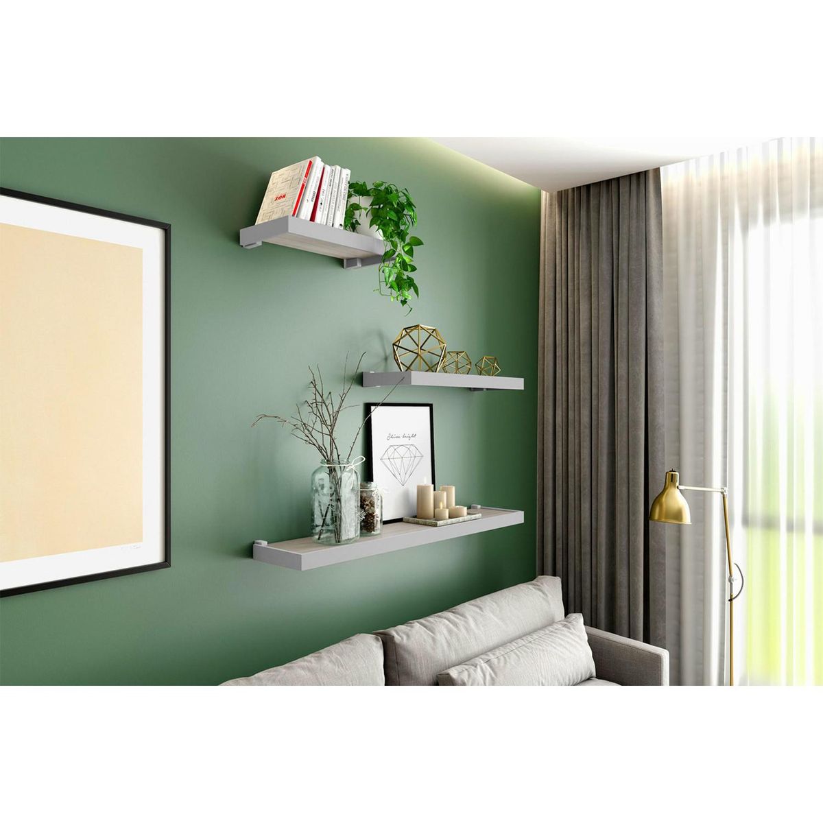 BE DESIGN - Repisa Duetto MDP 1 Nivel(es) 40x4x20 cm Gris