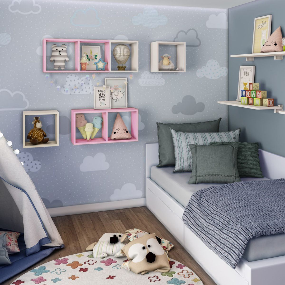 BE DESIGN - Repisa Serenity MDP 1 Nivel(es) 48x24.5x15 cm Rosado