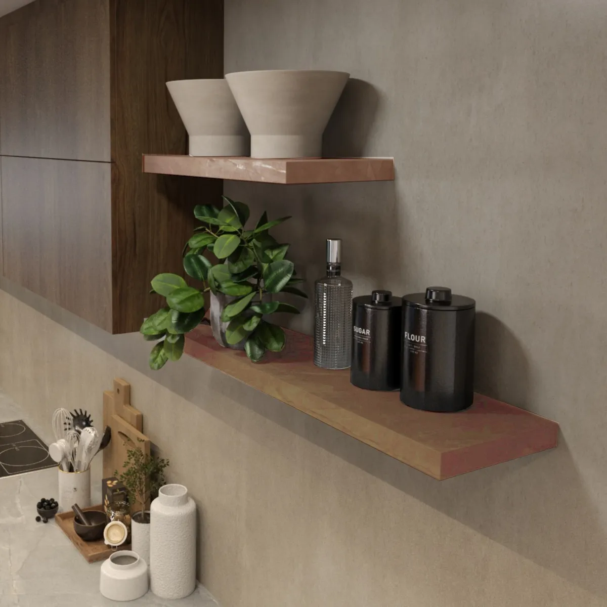 BE DESIGN - Repisa Tendenza MDP 1 Nivel(es) 60x4x25 cm Roble/Miel