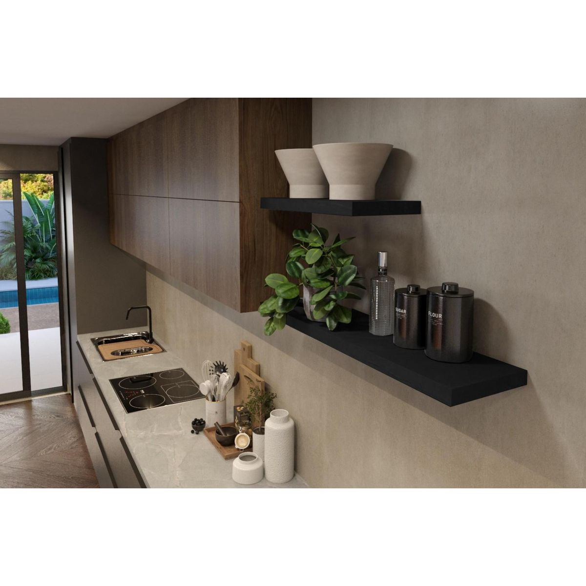 BE DESIGN - Repisa Tendenza MDP 1 Nivel(es) 60x4x25 cm Negro