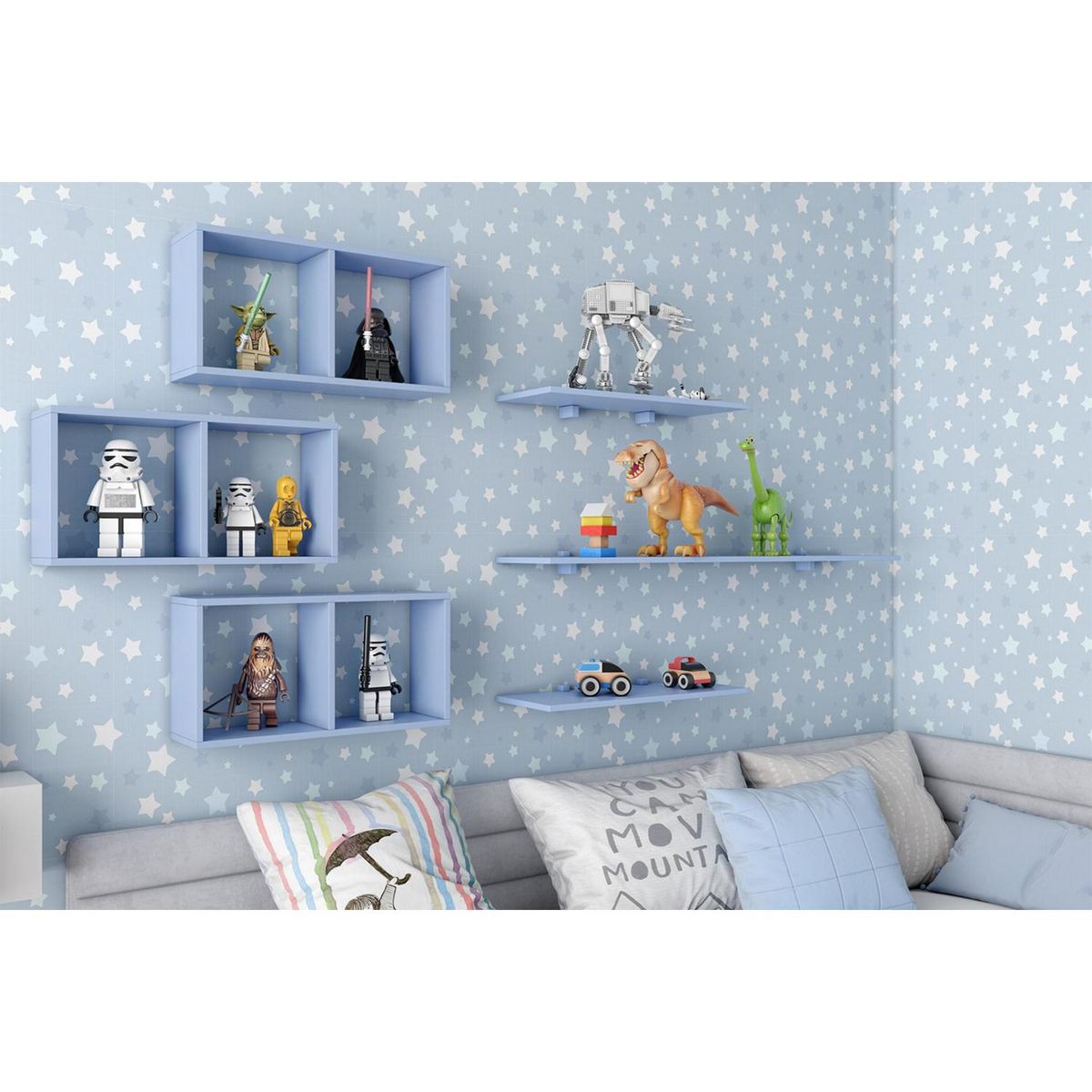 BE DESIGN - Repisa Serenity MDP 1 Nivel(es) 48x24.5x15 cm Azul