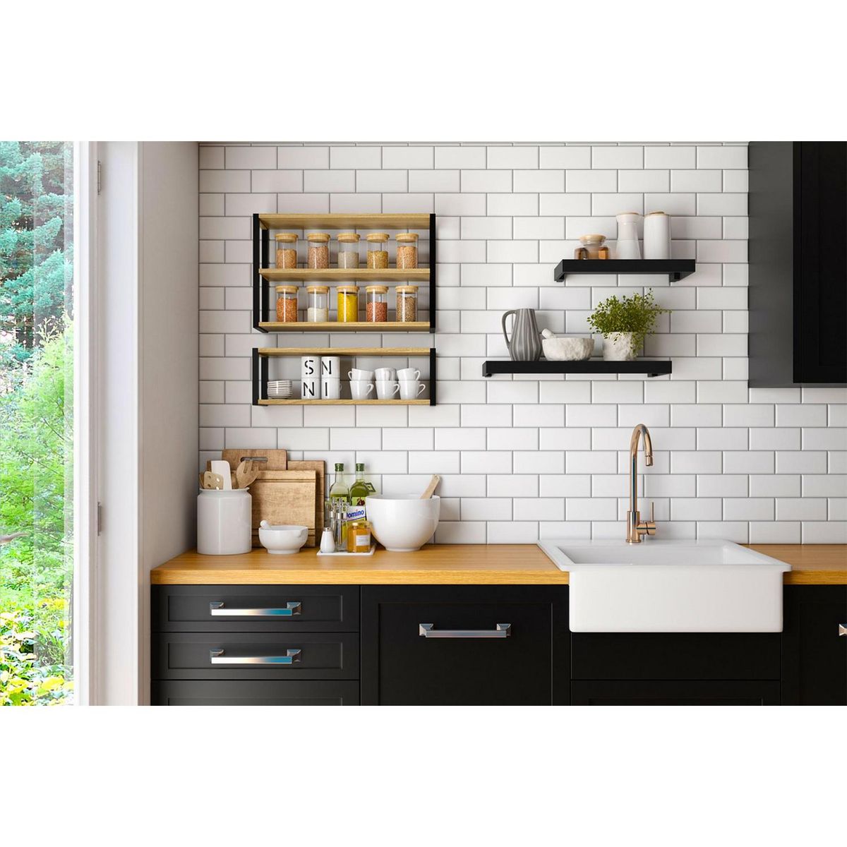 BE DESIGN - Repisa Berlín MDP 3 Nivel(es) 64x40x20 cm Miel