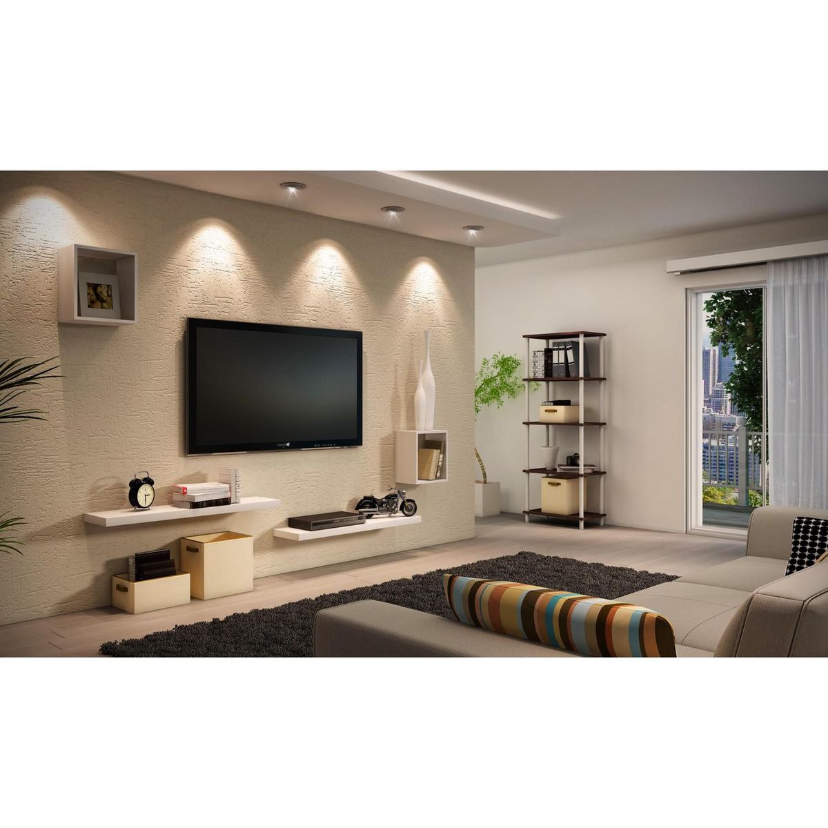 BE DESIGN - Repisa Tendenza MDP 1 Nivel(es) 60x4x25 cm Blanco