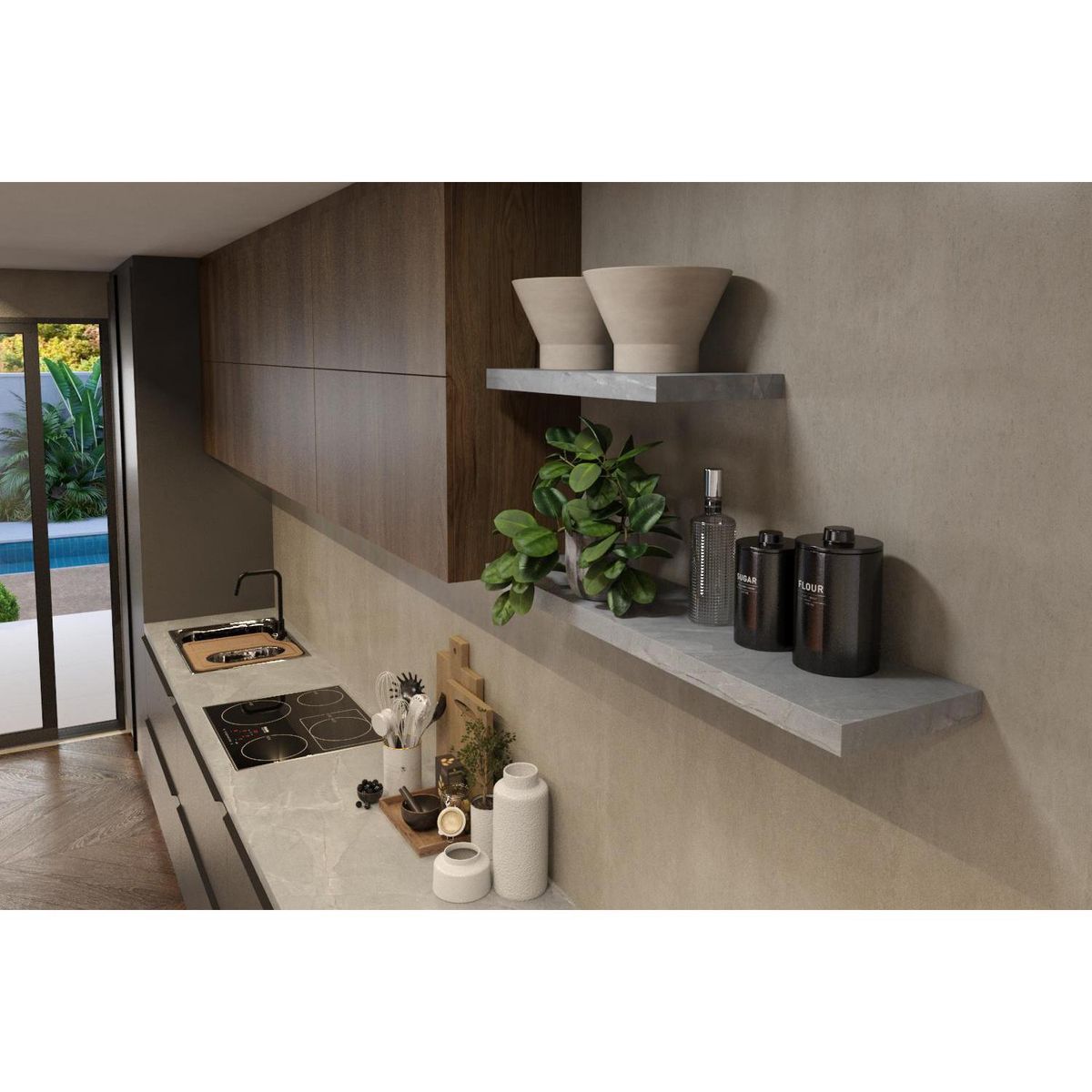 BE DESIGN - Repisa Tendenza MDP 1 Nivel(es) 60x4x25 cm Gris