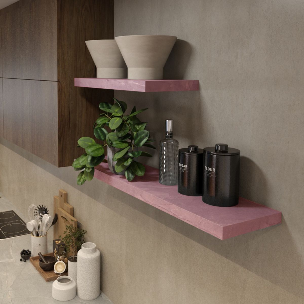 BE DESIGN - Repisa Tendenza MDP 1 Nivel(es) 60x4x25 cm Rosado