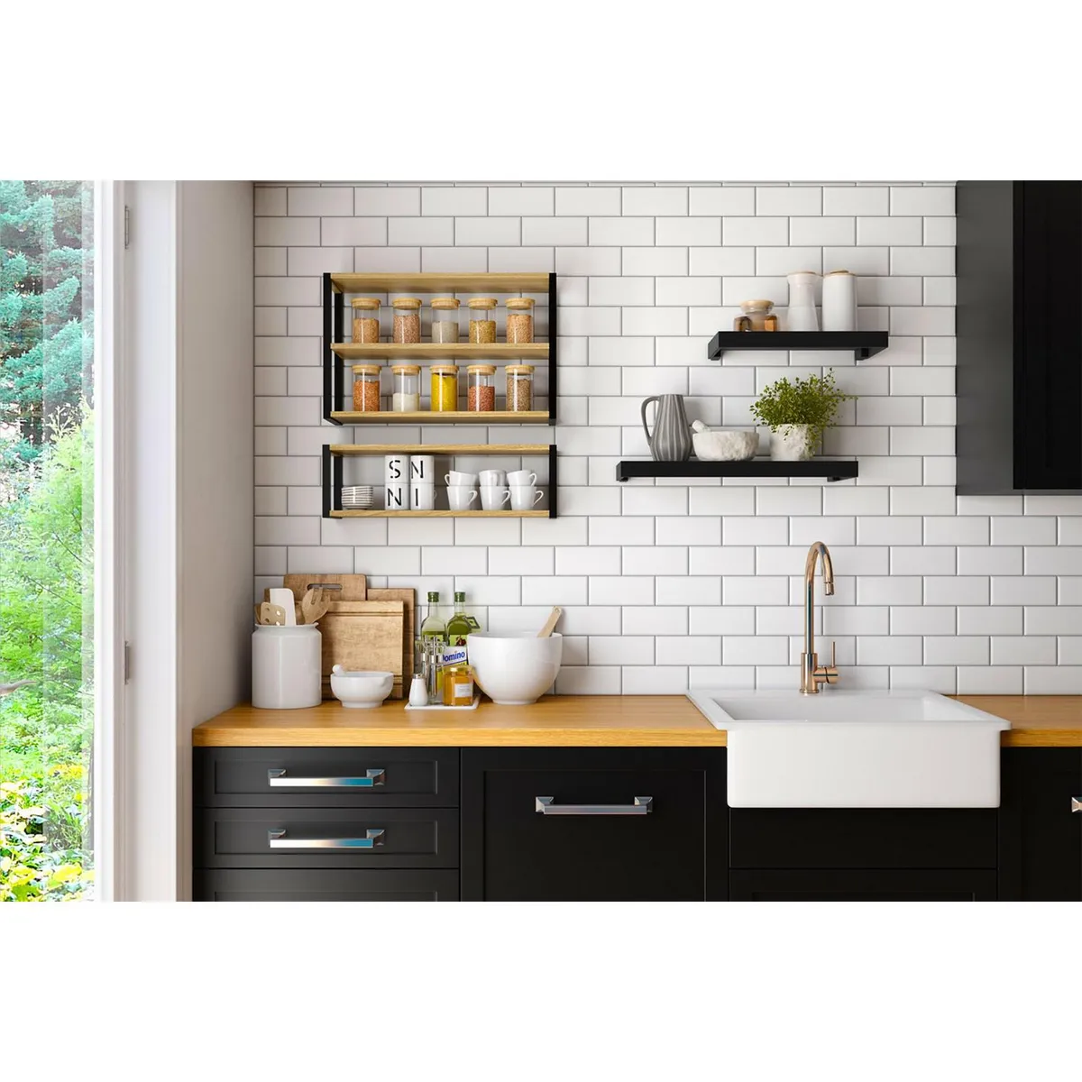 BE DESIGN - Repisa Berlín MDP 1 Nivel(es) 64x20x20 cm Miel