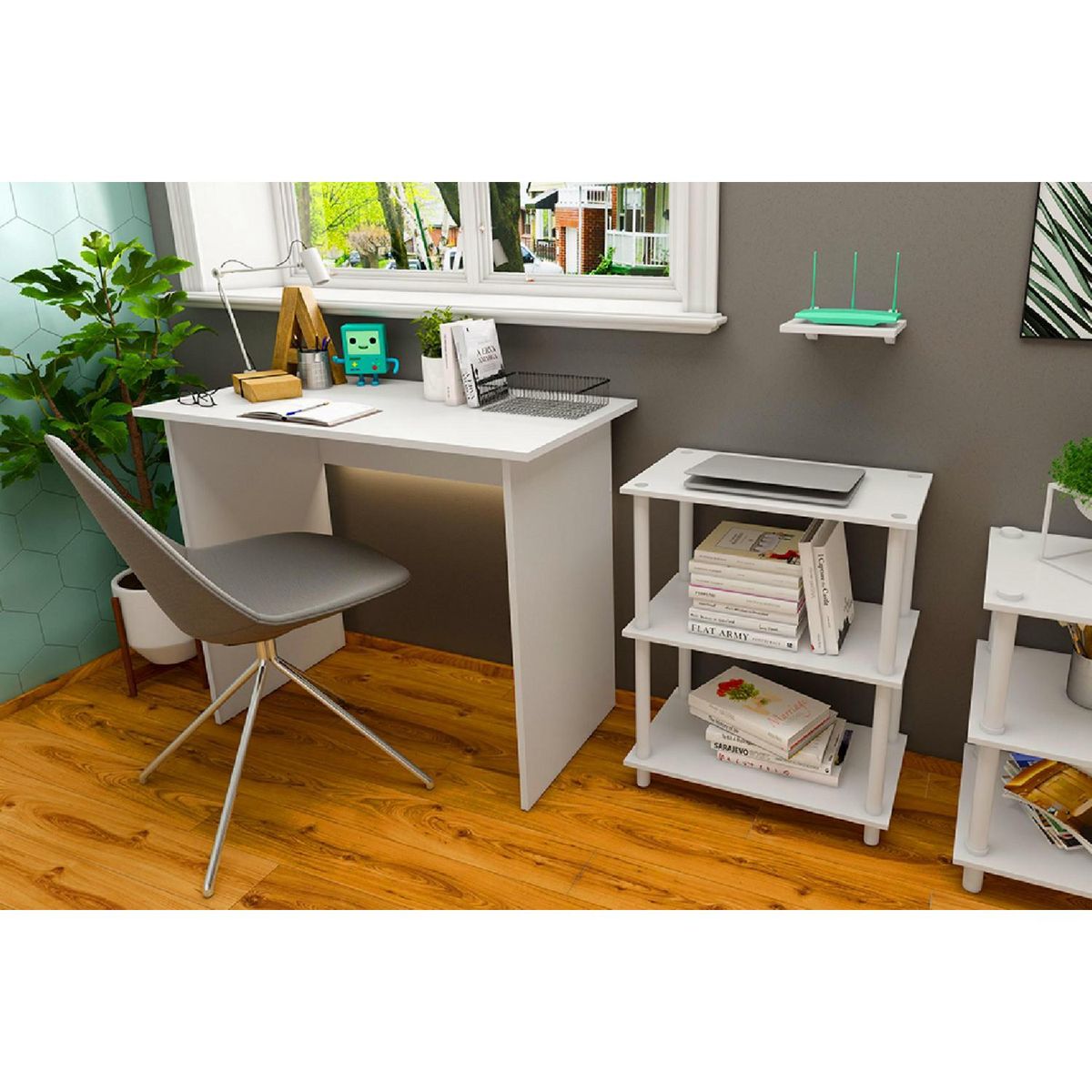 BE DESIGN - Set de Repisas Router MDP 2 Nivel(es) 24x4.5x20 cm Blanco