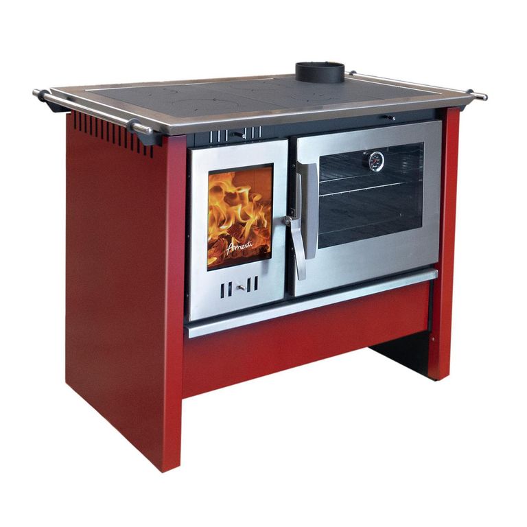 AMESTI Cocina a Leña 4 Platos Rojo Allegra