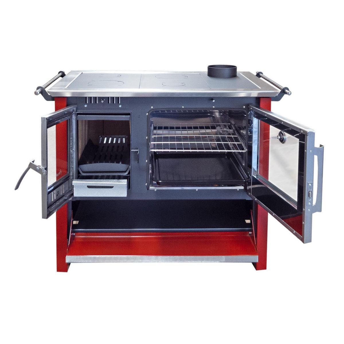 AMESTI - Cocina a Leña 4 Platos Rojo COCINA A LEÑA ALLEGRA XL ROJA