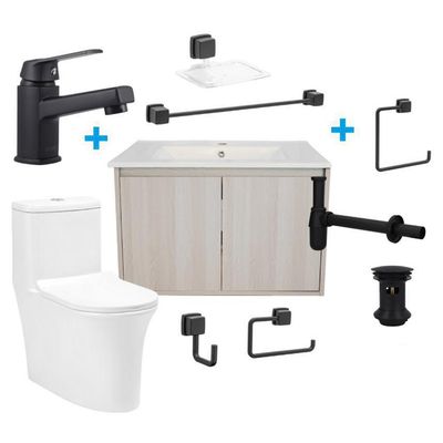Imagen 2 del producto Combo Baño Black Mueble/WC One Piece/Lavamanos/Accesorios