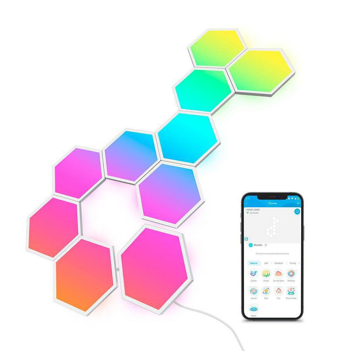 GOVEE - Paneles 10 Luz Hexagonal Wifi Govee 36 W Led integrado 150 lm Luz Multicolor