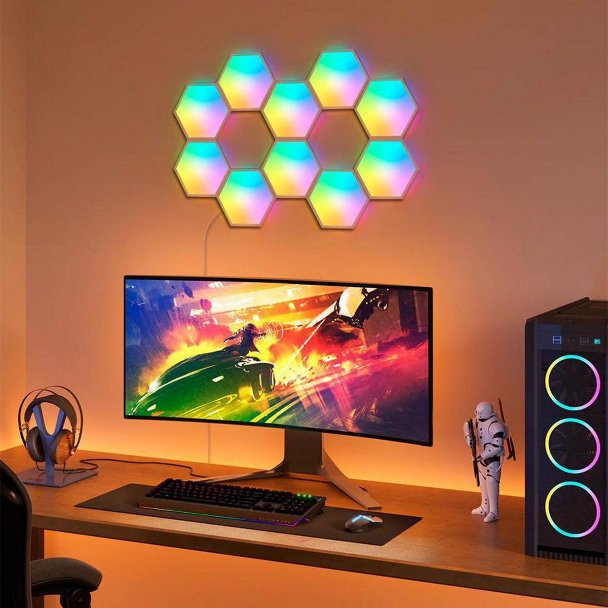 GOVEE - Paneles 10 Luz Hexagonal Wifi Govee 36 W Led integrado 150 lm Luz Multicolor