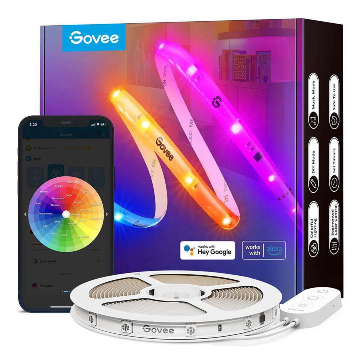 GOVEE - Tira Luz Led Govee Rgbic Con Revestimiento Protector 10 M