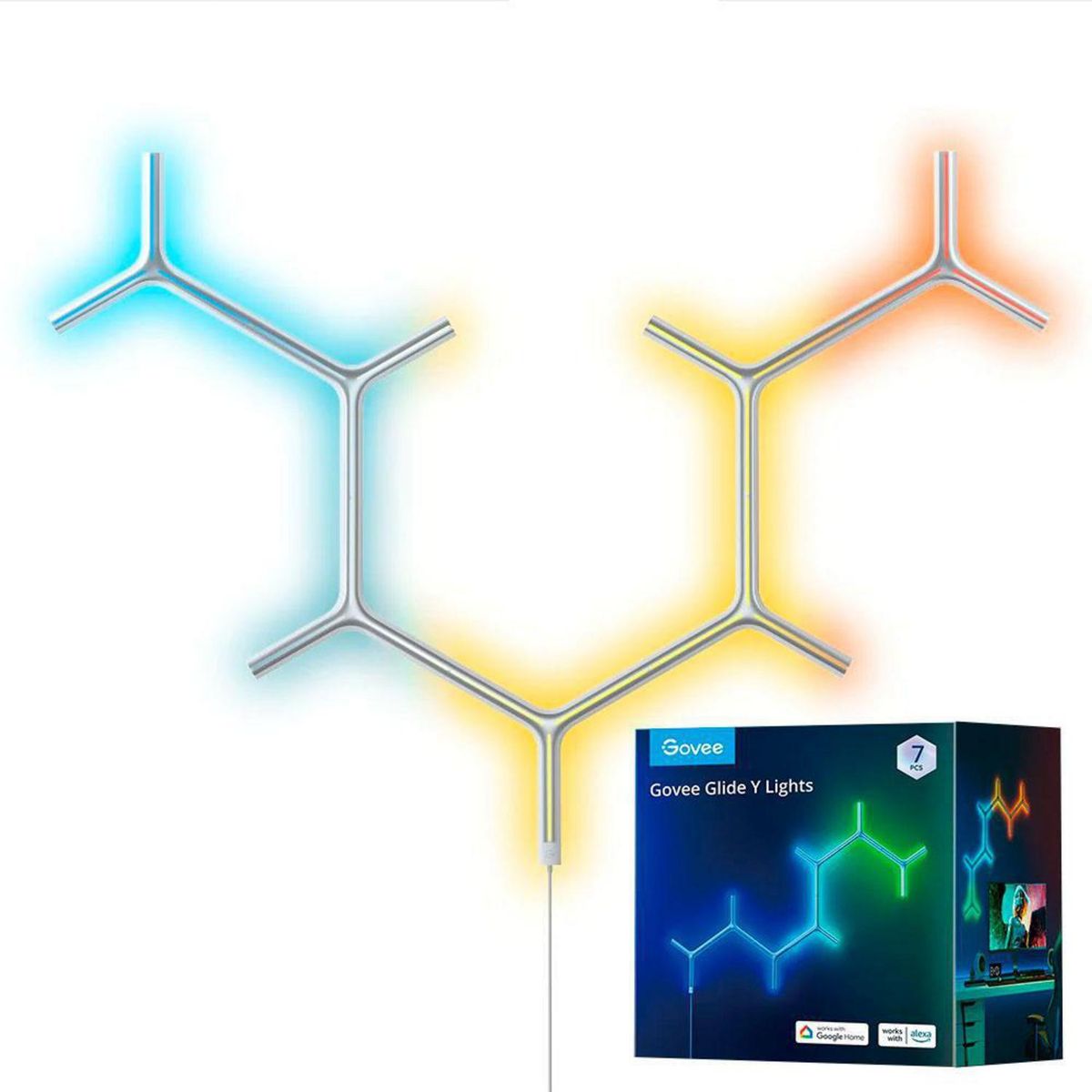 GOVEE - Luz Pared Glide 7 Panel Wifi Govee 72 W Led integrado 150 lm Luz Multicolor