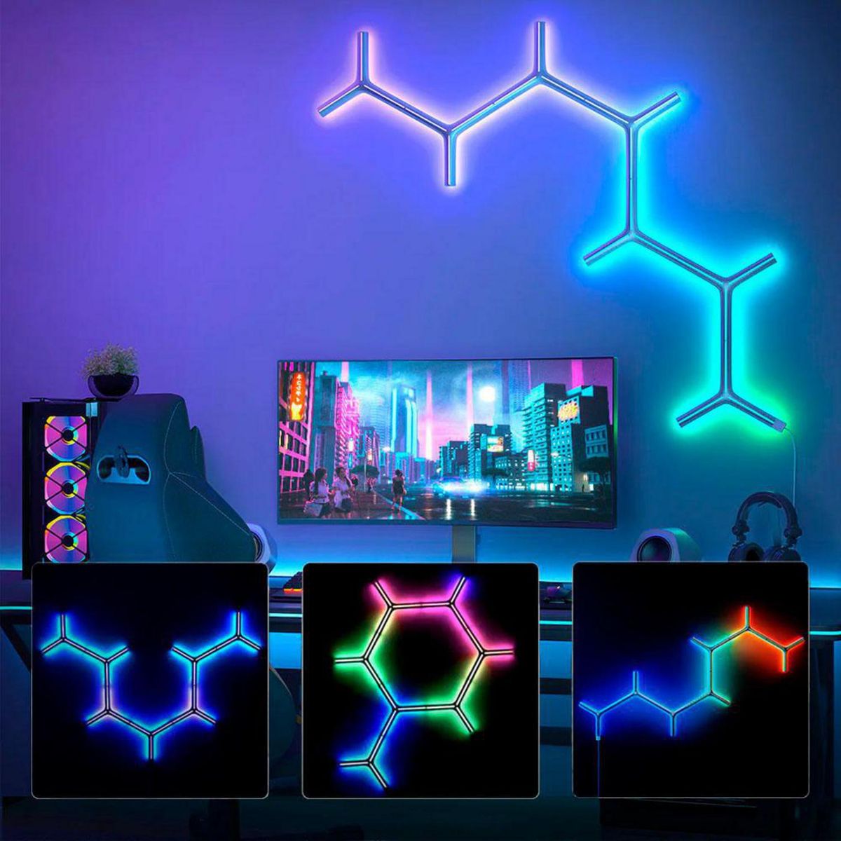 GOVEE - Luz Pared Glide 7 Panel Wifi Govee 72 W Led integrado 150 lm Luz Multicolor