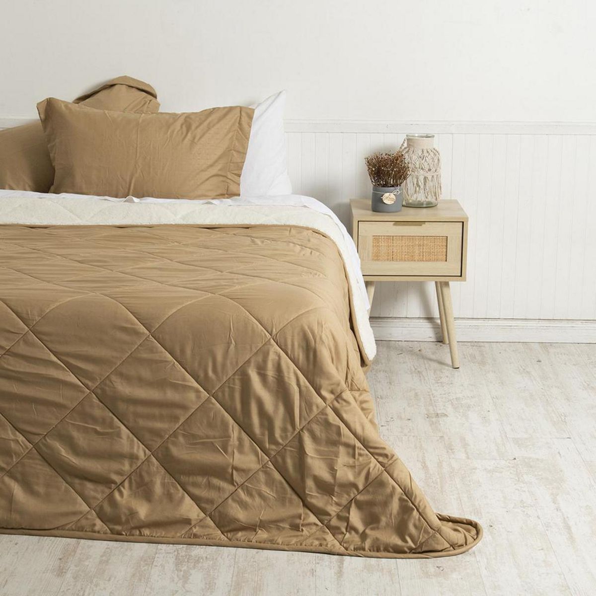 MASHINI - Plumón 2 plazas Liso Camel 