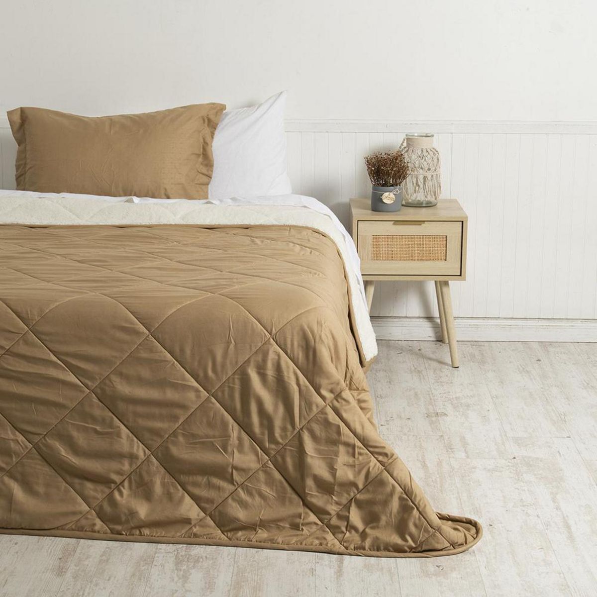 MASHINI - Plumón 1.5 plazas Liso Camel 