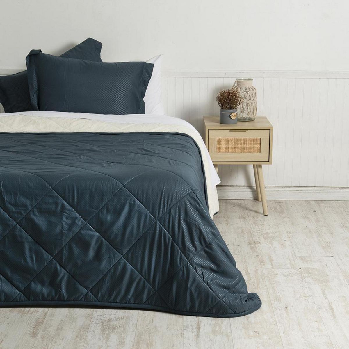 MASHINI - Plumón 2 plazas Liso Azul 