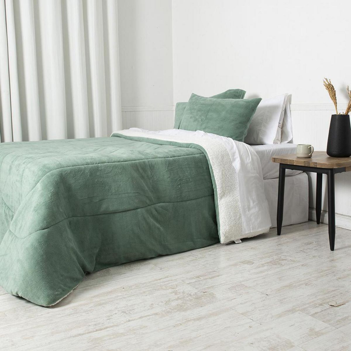 MASHINI - Plumón 2 plazas Liso Verde 