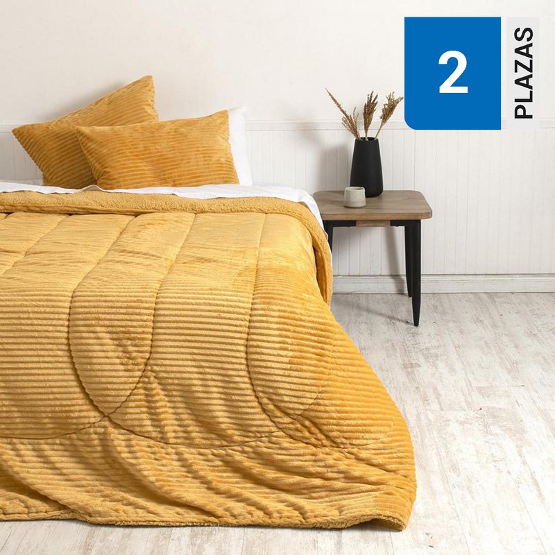 MASHINI - Plumón 2 plazas Liso Amarillo