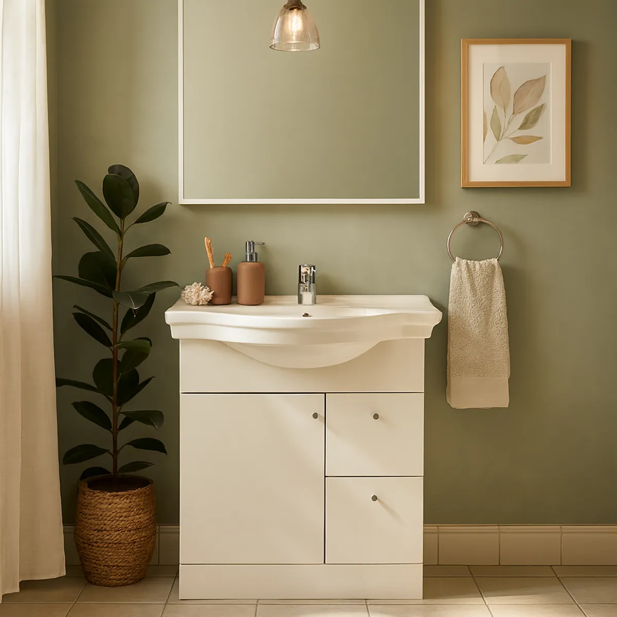 STRETTO - Kit Mueble Vanitorio Adele Blanco 80x70 cm/Cubierta