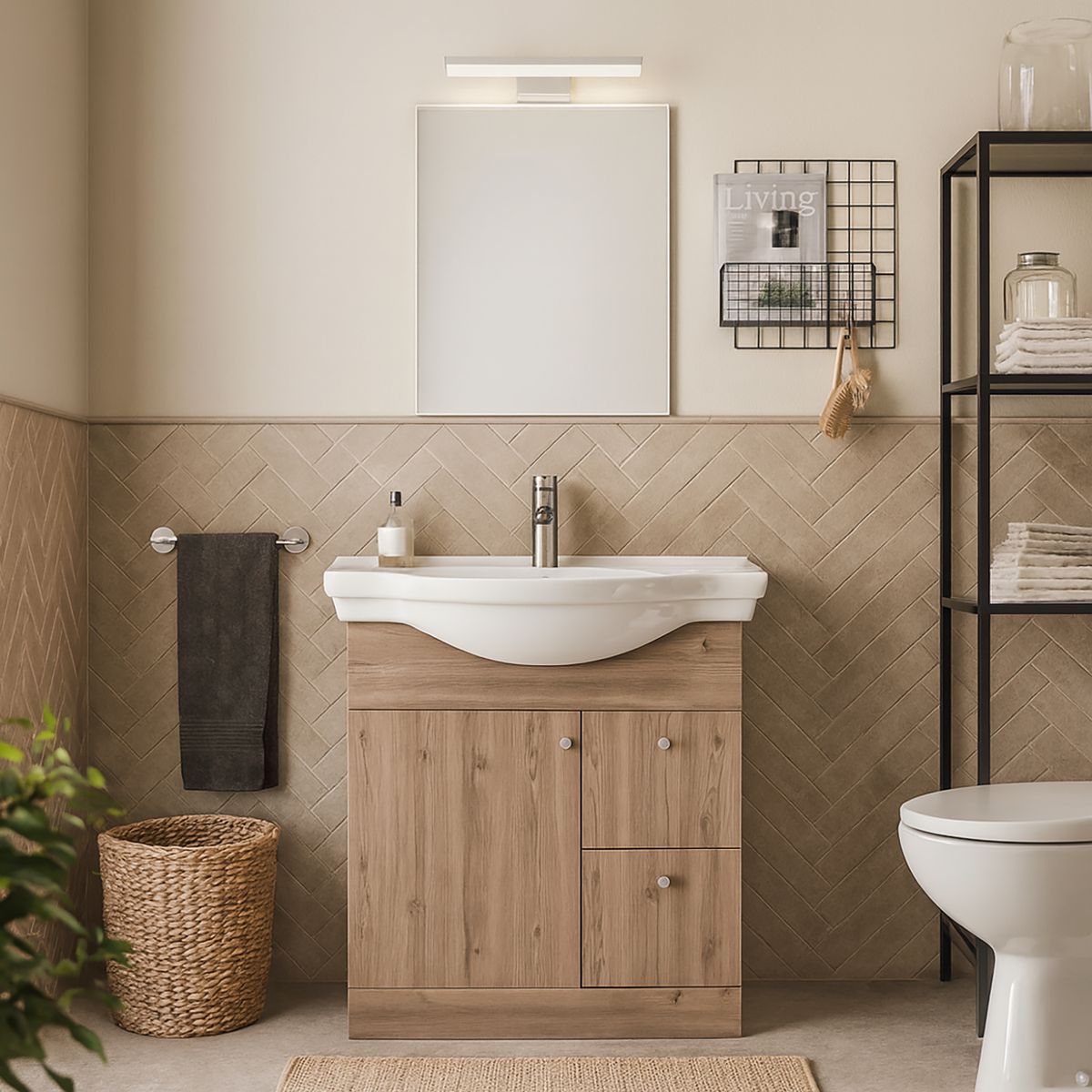 STRETTO - Kit Mueble Vanitorio Adele Lenga 80x70 cm/Cubierta