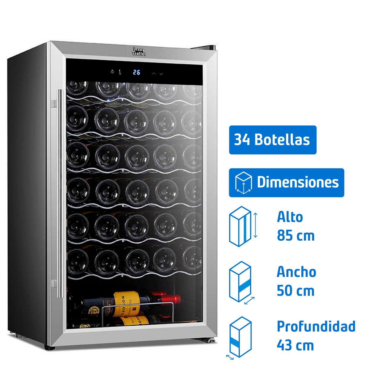 URSUS TROTTER - Cava de Vino 34 Botellas UT W-98 INOX