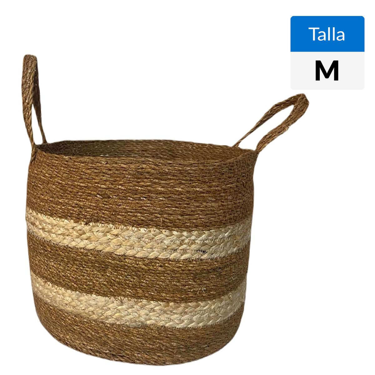 DECOGREEN - Cesto Bicolor con asas Vishnu 35 x 28 cm