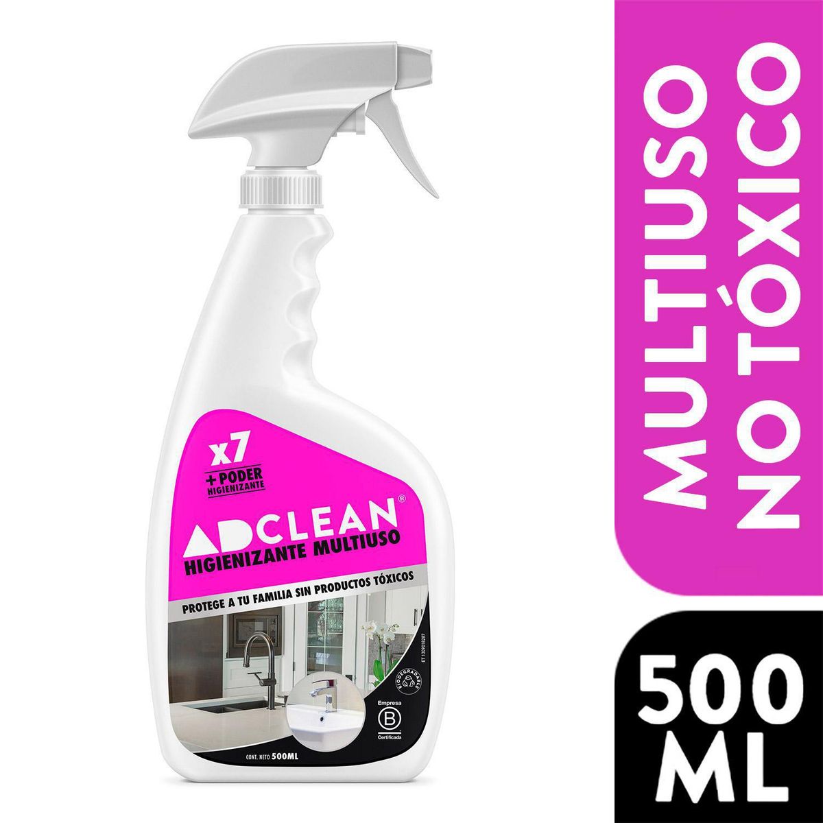 ADCLEAN - Limpiador Multiuso Higienizante Adclean 500 ml para Hogar y Oficinas