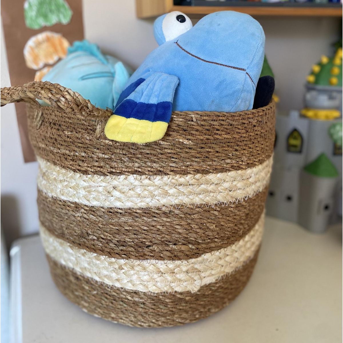 DECOGREEN - Cesto Bicolor con asas Vishnu 28 x 26 cm