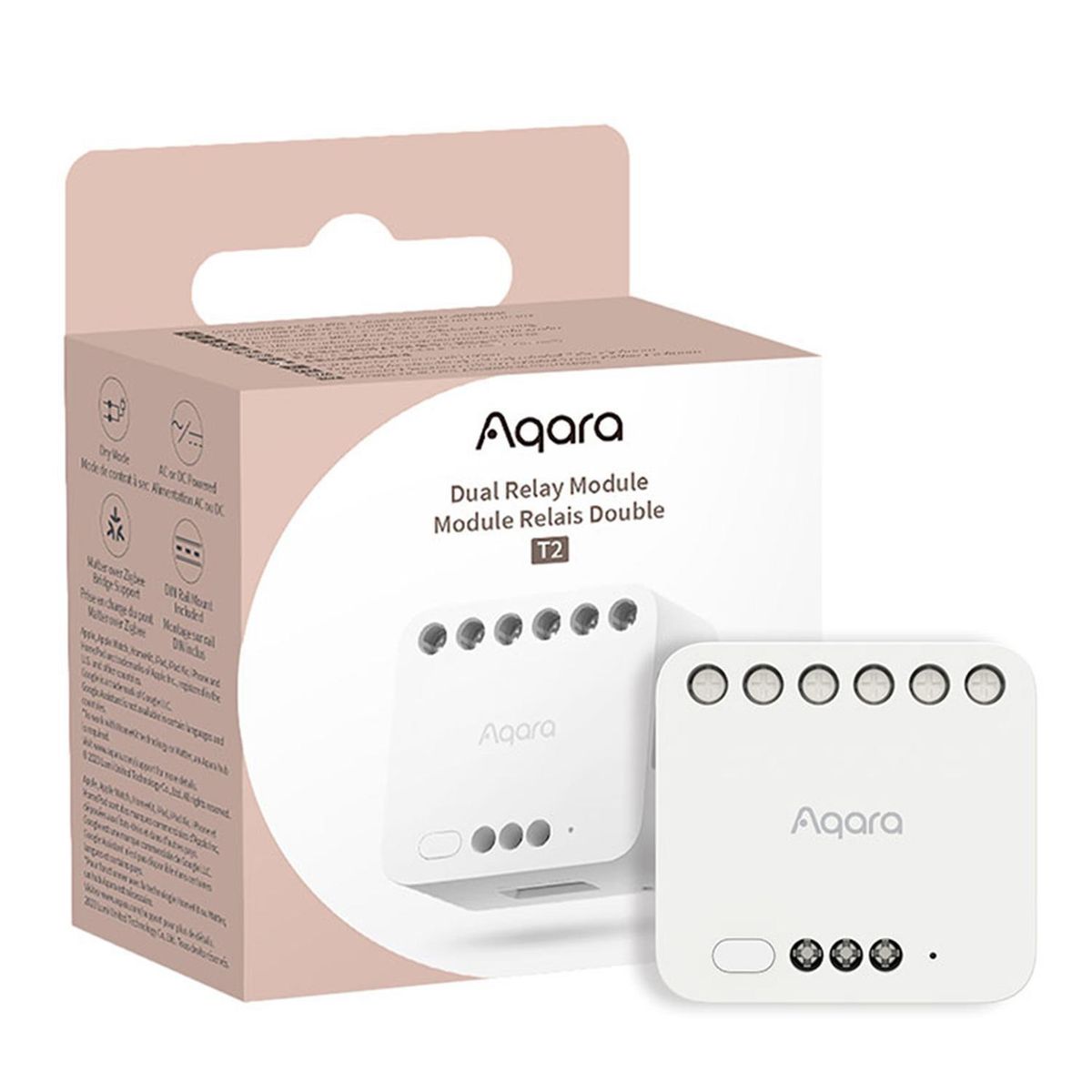 AQARA - Módulo Rele Doble T2 Zigbee Con Contacto Seco Aqara