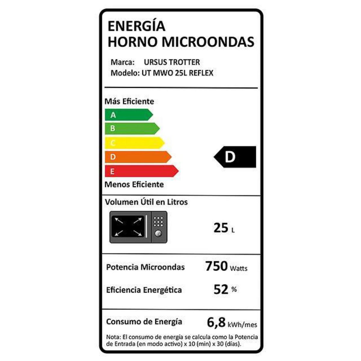 URSUS TROTTER - Microondas Digital 25 Litros Silver UT REFLEX
