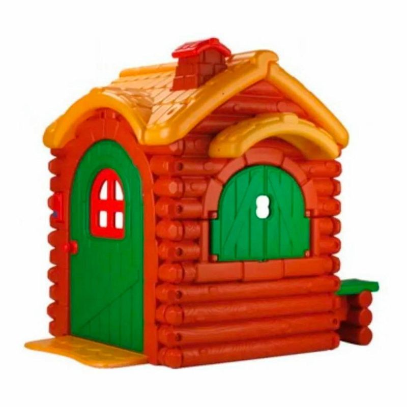 KIDSCOOL - Casa de Juegos Woody 120x162x157 cm Roja/Verde/Naranjo