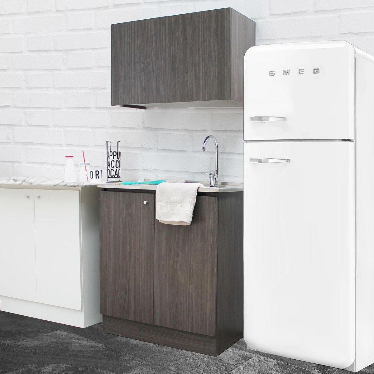 STRETTO - Kit Mueble Lys Alabama + Lavaplatos izquierdo + Grifería