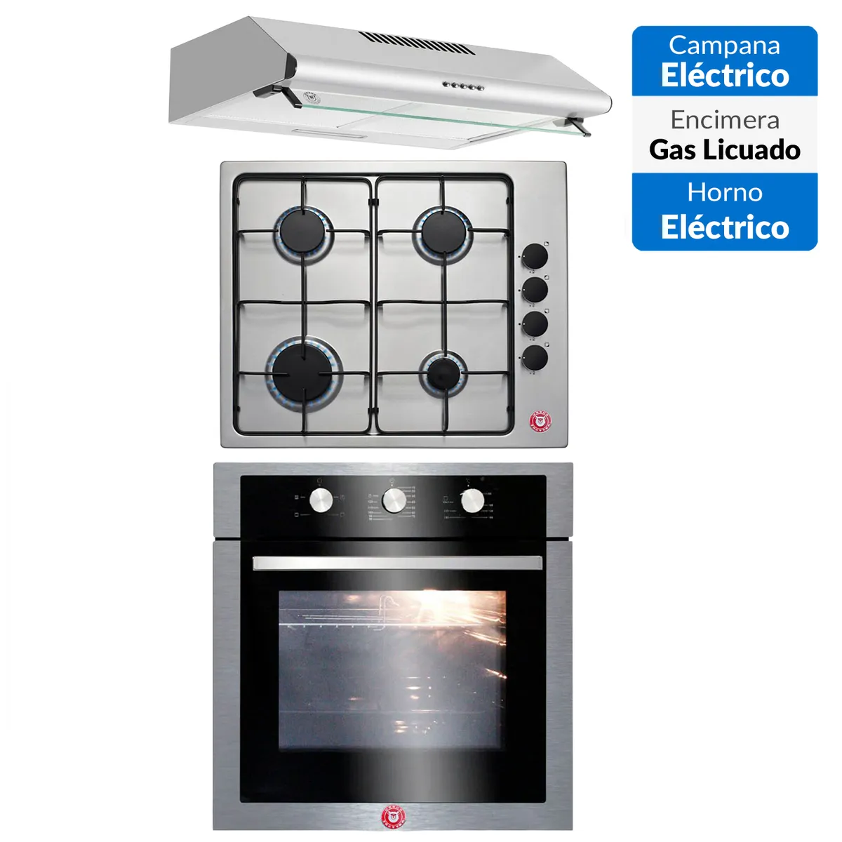 URSUS TROTTER - Kit Empotrado Horno EPC4 DL + Encimera UTG4GL + Campana FF60INOX