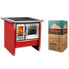 AMESTI - Cocina a leña allegra roja + kit de 5"
