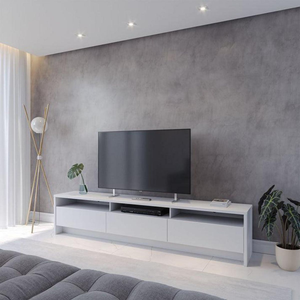 DECOCASA - Rack 75 " Aspen Off White 220x47x38 cm