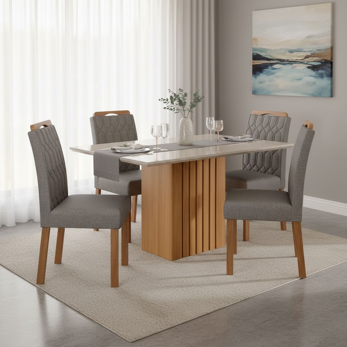 DECOCASA - Juego de Comedor Pao 4 Sillas Mesa Rectangular 80x78x130 cm Transparente